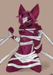  &lt;3 2017 amel anthro bandage bdsm bondage bound chest_tuft chiropteran clenched_fists foxboy83 hair hi_res horn kneeling kullax male mammal open_mouth pink_body pink_eyes pink_hair simple_background smile solo tongue tongue_out tuft 