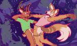  ? abstract_background anthro antlers balls biped black_nose bottomless bottomless_male brown_body brown_fur butt canid canine canis cantio_(lawyerdog) cervid cervine chest_tuft clothed clothing collar confusion duo ears_front erection facial_markings fangs fluffy fluffy_tail foreskin frottage frown fur genitals gloves_(marking) green_clothing green_shirt green_topwear head_markings horn humanoid_genitalia humanoid_penis lawyerdog leg_markings leg_tuft male male/male mammal markings panko_(lawyerdog) penis pink_clothing pink_shirt pink_topwear rear_view scut_tail sex shirt smile snout socks_(marking) tan_body tan_fur topwear tuft uncut white_body white_fur wolf 