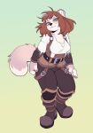  absurd_res anthro biped boots bottomwear breasts clothed clothing female footwear fully_clothed hair half-closed_eyes hi_res looking_at_viewer mammal narrowed_eyes pants pawpads simple_background solo takiminada ursid walking 
