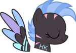  2021 absurd_res black_body blue_hair equid equine eyes_closed fan_character female feral hair hasbro headshot_portrait hi_res mammal markings multicolored_hair multicolored_wings my_little_pony parclytaxel pegasus portrait prism_bolt smile solo two_tone_hair wings 