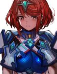  absurdres alternate_color bangs breasts chest_jewel earrings highres jewelry large_breasts pyra_(xenoblade) red_eyes red_hair short_hair simple_background solo super_smash_bros. swept_bangs tarbo_(exxxpiation) tiara xenoblade_chronicles_(series) xenoblade_chronicles_2 