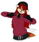  2021 alpha_channel anthro breasts clothing digital_media_(artwork) female hair hi_res hoodie kittydee red_clothing red_hair red_hoodie red_topwear simple_background smile solo topwear transparent_background 