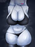  2021 absurd_res anthro big_breasts black_background blep boss_monster bovid bra breasts caprine cleavage clothed clothing curvy_figure faceless_female female fur gatotorii goat hands_behind_back hi_res huge_breasts legwear mammal mature_anthro mature_female navel panties patreon simple_background skindentation solo standing text thick_thighs thigh_highs tongue tongue_out toriel tuft twitter undertale underwear url video_games voluptuous white_body white_fur wide_hips 