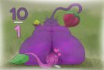 absurd_res ambiguous_gender bastardpalace big_butt bodily_fluids butt duo eating elemental_creature facesitting flora_fauna hi_res leaf musk nintendo obese outside overweight pikmin pikmin_(species) pink_body plant purple_body purple_pikmin slightly_chubby smothering sweat thick_thighs video_games wide_hips winged_pikmin 