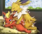  balls censored duo eeveelution ehada eyes_closed female female_penetrated feral feral_on_feral flareon fur genitals hi_res jolteon male male/female male_on_top male_penetrating male_penetrating_female mosaic_censorship nintendo on_top one_eye_closed open_mouth orange_body orange_fur penetration pok&eacute;mon pok&eacute;mon_(species) vaginal vaginal_penetration video_games yellow_body yellow_fur 