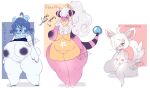  apron apron_only big_breasts blue_hair bottomless breast_size_difference breasts camel_toe clothed clothing cubchoo female flaaffy hair hi_res huge_breasts inverted_nipples larger_female minccino mostly_nude nintendo nipples nude pink_body pok&eacute;mon pok&eacute;mon_(species) size_difference smaller_female thick_thighs vetarix video_games white_hair wide_hips 