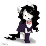  alternate_species black_hair clothed clothing dress empyu equid equine female feral feralized hair hasbro horse lust_(fullmetal_alchemist) mammal my_little_pony pony simple_background solo white_background yellow_eyes 