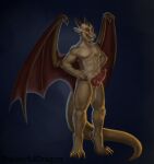  anthro dracodubz dragon feet genitals hi_res knot male muscular penis slit thejoyfuldragon wings 