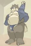  anthro asian_clothing balls barely_visible_genitalia belly bulge canid canine canis clothing domestic_dog east_asian_clothing fugashi4090 fundoshi genitals hi_res japanese_clothing male mammal moritaka musclegut nipples pecs slightly_chubby solo tokyo_afterschool_summoners underwear video_games 