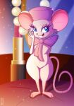  anthro blue_eyes bow_(disambiguation) clothing disney don_bluth female fur hat headgear headwear lennonblack mammal miss_bianca_(the_rescuers) mouse murid murine rodent solo the_rescuers_(disney) white_body white_fur 
