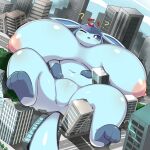  1:1 2020 3_fingers 3_toes ? anthro anus big_breasts blue_body blush breasts destruction dynamax eeveelution feet female fingers genitals glaceon hi_res huge_breasts hyper hyper_breasts lying macro nintendo nipples nude obikuragetyan one_eye_closed open_mouth outside pok&eacute;mon pok&eacute;mon_(species) pussy solo spread_legs spreading toes video_games x_anus 