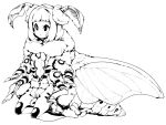  1girl antennae arthropod_girl arthropod_legs blush dot_mouth extra_breasts full_body highres insect_wings kneeling ls-lrtha monochrome monster_girl moth_girl original short_hair simple_background solo white_background wings 