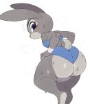 absurd_res anthro big_butt bodily_fluids butt disney female hi_res huge_butt judy_hopps lagomorph leporid mammal rabbit simple_background solo sssonic2 sweat thick_thighs white_background zootopia 