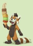  ailurid anthro dessert food ice_cream ice_cream_cone male mammal pandapaco red_panda solo 