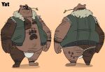  2021 anthro asian_clothing brown_body brown_fur butt clothed clothing east_asian_clothing fundoshi fur hi_res japanese_clothing leaf male mammal overweight overweight_male solo trashtoonz underwear ursid 