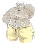  2021 anthro asterios barazoku bottomwear bovid bovine cattle clothing hi_res humanoid_hands kemono male mammal muscular muscular_male nipples pants pecs solo suishou0602 tokyo_afterschool_summoners video_games 