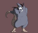  alexclimax anthro belly digitigrade fur grey_body grey_fur hi_res mad_rat_(character) mad_rat_dead male mammal murid murine rat rodent slightly_chubby solo stretching 