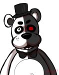  2014 alpha_channel animatronic anpandough anthro big_nose black_body black_ears black_eyes black_nose bow_tie clothing cosplay crossover danganronpa five_nights_at_freddy&#039;s freddy_(fnaf) hat headgear headwear looking_at_viewer machine male mammal monokuma multicolored_body multicolored_ears multicolored_eyes navel open_mouth red_eyes robot round_ears short_ears simple_background slightly_chubby solo teeth top_hat transparent_background ursid video_games white_body white_ears 