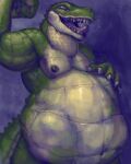  2015 5_fingers abdominal_bulge after_vore alligator alligatorid altaz anthro areola belly belly_scales biceps big_belly bodily_fluids burping claws countershade_face countershade_tail countershading crocodilian digestion digital_media_(artwork) digital_painting_(artwork) drooling fangs finger_claws fingers fist flexing front_view green_body green_scales hi_res looking_at_viewer male musclegut muscular muscular_anthro muscular_male narrowed_eyes navel nipples nommz nude obese obese_anthro obese_male open_mouth open_smile oral_vore overweight overweight_anthro overweight_male pecs pink_tongue purple_background reptile saliva scales scalie self-lick sharp_teeth signature simple_background smile soft_vore solo spiked_tail spikes spikes_(anatomy) story story_at_source story_in_description tan_body tan_countershading tan_scales teeth tongue tongue_out vore white_claws yellow_eyes 