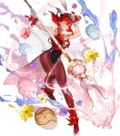  1girl breasts bunny_tail capelet egg fire_emblem fire_emblem:_mystery_of_the_emblem fire_emblem_heroes floating floating_object full_body gloves hat high_heels highres holding leotard looking_away mayo_(becky2006) medium_breasts minerva_(fire_emblem) mini_hat official_art one_eye_closed pantyhose parted_lips petals polearm red_eyes red_hair shiny shiny_hair short_hair sleeveless smile solo sparkle tail teeth transparent_background weapon white_footwear white_gloves 