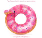  2021 ambiguous_gender beady_eyes blue_eyes cryptid-creations dessert doughnut feral food food_creature frosting ouroboros pink_body reptile scalie simple_background snake solo sprinkles tail_in_mouth tan_body text url white_background 