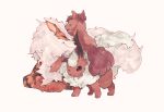  :3 ^_^ animal_focus arcanine beige_background chikichi closed_eyes closed_mouth commentary_request flareon fluffy full_body gen_1_pokemon happy lying no_humans on_stomach one_eye_closed pokemon pokemon_(creature) red_eyes red_hair short_hair simple_background standing vulpix white_hair 