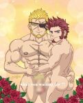  bara eyepatch flower gyee markus_(gyee) muscular muscular_male napoleon_bonaparte_(fate) romance rose scar sexy_or_cute? silverace sparkle_background yaoi 