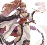  1girl absurdres baiken breasts cleavage eyepatch guilty_gear guilty_gear_xrd highres holding holding_sword holding_weapon japanese_clothes kimono long_hair pink_eyes pink_hair ponytail samurai sword very_long_hair weapon 