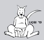  achewood anthro barefoot briefs clothed clothing domestic_cat feet felid feline felis genitals grey_background male mammal monochrome penis poking_out redo_(artist) roast_beef_kazenzakis simple_background sitting solo text tighty_whities topless underwear white_clothing white_underwear 