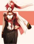  1girl alternate_costume baiken breasts choker cleavage eyepatch formal guilty_gear hand_on_hip highres large_breasts long_hair long_skirt looking_at_viewer pink_eyes pink_hair ponytail redesign riftka skirt solo_focus suit 