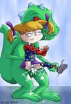  2000 angelica_pickles anthro ball child cum cum_drip cum_explosion cum_inside cum_splatter dinosaur dress dripping duo female green_body human human_on_anthro interspecies legwear male mammal orgasm penis red_eyes reptar rugrats scalie sex size_difference stand_and_carry_position standing stockings straight young zone 