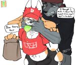  absurd_res ahegao annoyed anthro big_butt black_body black_fur bodily_fluids bottomwear bovid brown_eyes bulge butt canid canine canis caprine clothed clothing crop_top curvaceous curvy_figure digital_media_(artwork) disgust disgusted_look domination doordash duo english_text finger_fetish finger_in_mouth finger_play fingers forrest_(chump) from_behind_position fur girly goat goon_(goonie_san) goonie-san hat headgear headwear hi_res horn looking_pleasured male male/male male_penetrating mammal midriff midriff_baring_shirt muscular muscular_male pants paper_bag penetration sex shirt simple_background size_difference tan_body tan_fur text thick_thighs tongue tongue_out topwear torn_bottomwear torn_clothing torn_pants voluptuous white_body white_fur wolf 