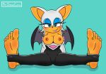  anthro breasts chiropteran clothed clothing feet female hi_res mammal mrchasecomix nipples rouge_the_bat soles solo sonic_the_hedgehog_(series) stirrup_stockings toes topless 
