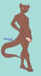  2021 5_fingers 5_toes anthro athletic athletic_anthro athletic_male balls beastars blush brown_body brown_fur erection feet fingers full-length_portrait fur genitals hand_on_hip hand_on_own_hip herpestid humanoid_feet humanoid_genitalia humanoid_hands humanoid_penis kai_(beastars) looking_at_viewer male mammal mongoose navel nipples nude pecs penis pinup portrait pose signature solo standing thorso_the_vile toes 