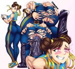  1girl absurdres anal anal_object_insertion anus ass capcom chun-li dildo dildo_riding highres horse_dildo huge_dildo object_insertion pussy pussy_juice self_upload sex_toy solo street_fighter torn_clothes torn_legwear 