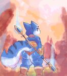  absurd_res anthro big_butt blue_body blue_eyes blue_fur butt canid canine clothing dinosaur_planet female fur hi_res holding_object holding_spear holding_weapon kiseff krystal krystal_(dinosaur_planet) looking_back mammal melee_weapon nintendo panties polearm rareware rear_view solo spear star_fox thick_thighs undefined underwear video_games weapon white_body white_fur 