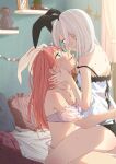  animal_ears ass bra bunny_ears cleavage himaro lingerie no_bra pantsu see_through yuri 