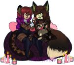  alpha_channel anthro candle canid canine clothing domestic_cat duo felid feline felis female food fruit hair lingerie mammal plant silly_bree_nya strawberry 