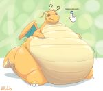  ambiguous_gender belly big_belly digital_media_(artwork) dragonite english_text fat_fetish feral nawa nintendo obese orange_body overweight pok&eacute;mon pok&eacute;mon_(species) solo text video_games wings yellow_body 