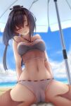  akizuki_(kancolle) bikini cameltoe cleavage kantai_collection nuka_(nvkka) see_through swimsuits 