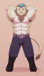  abs anthro armpit_hair body_hair felid hi_res jumperbear lion male mammal muscular muscular_anthro muscular_male officer pantherine police solo 