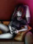  anthro chivaran female game_(disambiguation) gaming hare hi_res invalid_tag lagomorph leporid mammal night rabbit 