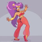  1:1 2021 2d_animation 5_fingers animated blue_eyes bottomwear bra breasts butt clothed clothing dancing female fingers footwear genie hair humanoid humanoid_pointy_ears long_hair navel not_furry open_mouth open_smile pants ponytail purple_hair shantae shantae_(series) short_playtime smile solo supersatanson underwear video_games wayforward 