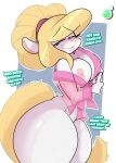  2020 absurd_res animaniacs anthro bathrobe bedroom_eyes big_breasts big_butt blonde_hair blonde_tail blush bottomless bottomless_female breasts butt clothed clothing curvy_figure dialogue digital_media_(artwork) english_text female fingers fur hair hi_res hourglass_figure huge_breasts huge_butt inkit89 looking_at_viewer mammal minerva_mink mink mustelid musteline narrowed_eyes nipples nude ponytail robe seductive simple_background smile solo talking_to_viewer text thick_thighs true_musteline voluptuous warner_brothers white_body white_fur wide_hips 