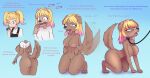  &lt;3 &lt;3_eyes 2021 all_fours anthro blonde_hair blue_background blush breasts brown_body butt canid canine canis clothing collar collar_only dialogue domestic_dog female genitals hair hi_res human human_to_anthro leash mammal mind_control nipples nude pussy sequence shirt simple_background smile solo species_transformation tailwag tongue tongue_out topwear transformation transformation_sequence unseen_character zorym 