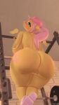  3d_(artwork) anthro anthrofied big_breasts big_butt bodily_fluids breasts butt clothing conditional_dnp cutie_mark digital_media_(artwork) equid equine exercise female fluttershy_(mlp) footwear friendship_is_magic genitals hair hasbro hi_res long_hair mammal my_little_pony pegasus plump_labia pussy shoes snuddy solo sweat thick_thighs useless_clothes wings 