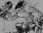  abs anthro biceps bottomwear bulkmon claws clothing digimon digimon_(species) electricity exercise flexing gloves grabbing_arm gym handwear male mask muscular muscular_anthro muscular_male pecs scalie shorts solo vein veiny_muscles waddledox weightlifting workout 