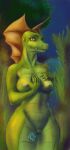  anthro apode breasts butterloaf detailed_background draconcopode female frill_(anatomy) genitals head_crest head_frill hi_res holding_breast lamia legless looking_at_viewer night non-mammal_breasts pussy reptile scalie serpentine sharp_teeth snake solo split_form star swamp teeth wide_hips yellow_eyes yellow_sclera 