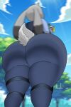  absurd_res anthro big_butt butt disney female fur grey_body grey_fur hi_res huge_butt jhenightfox judy_hopps lagomorph leporid low-angle_view mammal outside rabbit solo thick_thighs zootopia 