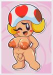  &lt;3 areola balls big_areola big_breasts big_nipples blonde_hair blush breasts flaccid foreskin genitals gynomorph hair hand_behind_head hand_on_hip hi_res humanoid intersex looking_at_viewer mario_bros nintendo nipples not_furry nude one_eye_closed paper_mario penis short_stack simple_background smile solo thisnameistaken toad_(mario) vanna_t. video_games wide_hips wink 